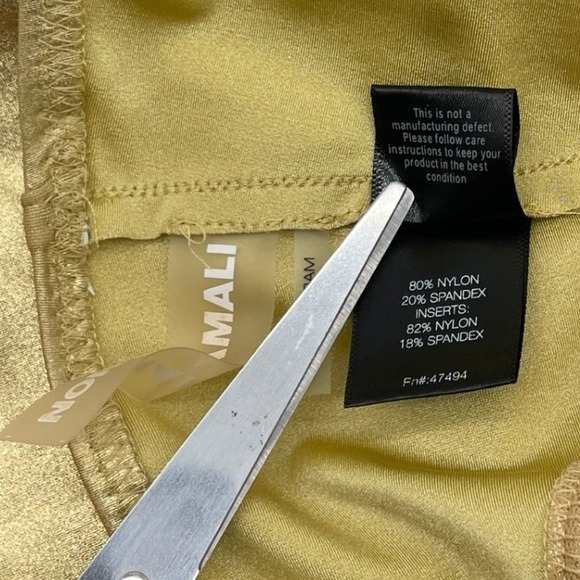 Norma Kamali Snake Mesh Mio Swimsuit Small Gold Metallic One Shoulder Mesh Disco - Picture 7 of 10